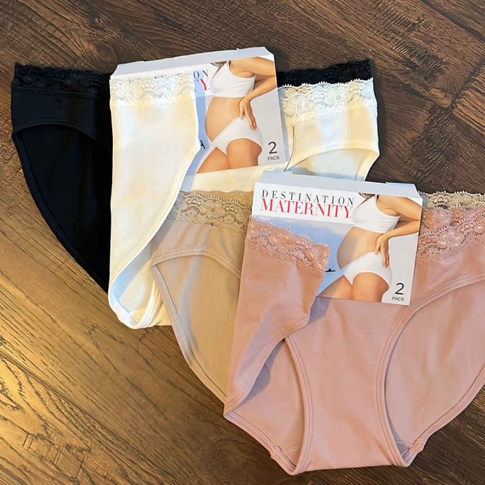 4-Pair Destination Maternity Lace Cooling Seamless Under Belly Bikini Panties